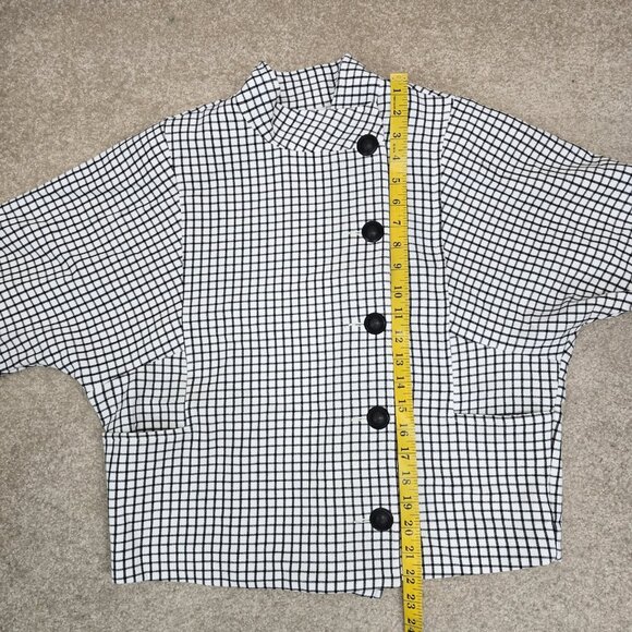 Cabi Blazer Jacket Women's Medium Black White Windowpane Dolman Sleeve Pockets - Picture 9 of 9